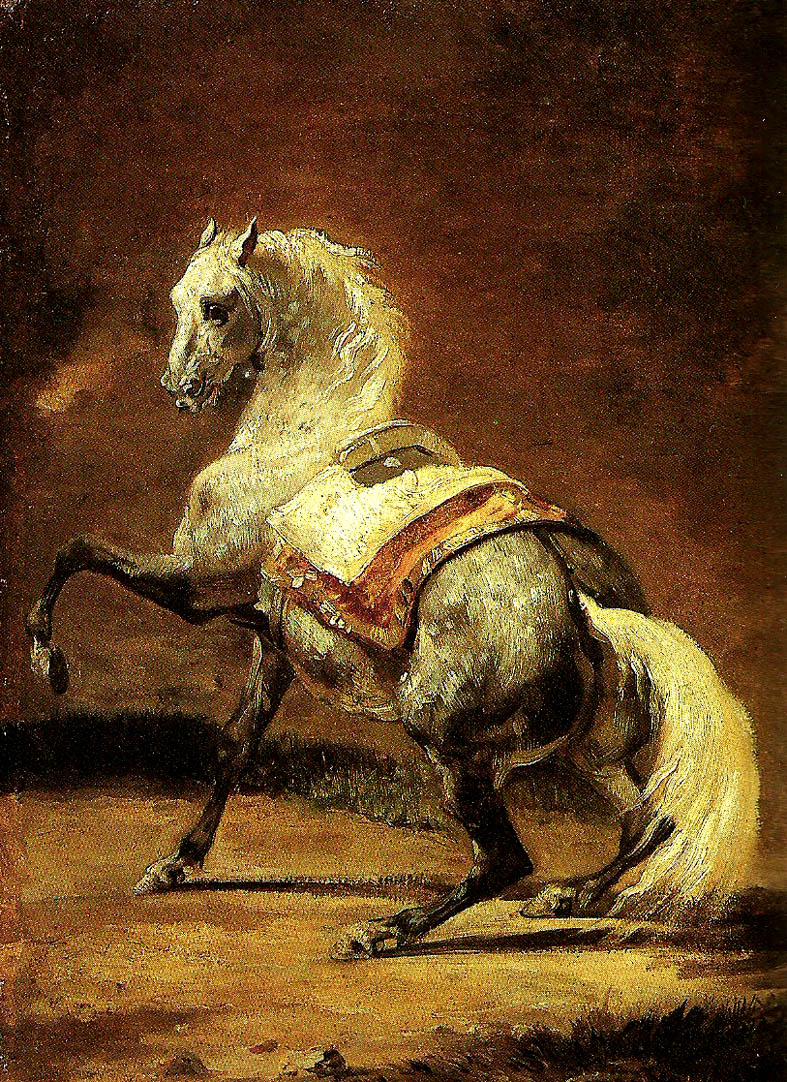 Theodore   Gericault cheval gris pommele